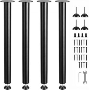 VEVOR Zestaw 4 nóg stołowych Bieżniki stołowe Wysokość 711,2 mm Płyta montażowa 110 mm Stal węglowa, matowa, czarna powłoka proszkowa Nośność 544 kg Idealne do stołów kuchennych Konsole do salonu Stoły studyjne
