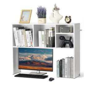 VEVOR Biurko Półka na książki 1-poziomowy organizer (94 x 24 x 73 cm) Półki stołowe Organizer na biurko Półka ekspozycyjna z płyty wiórowej z antypoślizgowymi nóżkami, do biura lub akademika, biały