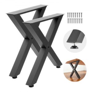 Nogi do stołu VEVOR, zestaw 2 szt., 760 x 750 mm, podstawa w kształcie litery X, udźwig 1000 kg, nogi do stołu ze stali węglowej, stopy meblowe, rama stołu, nogi do biurek, stolików kawowych, stołów jadalnych, kolor czarny