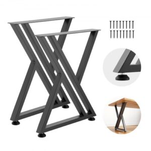 Nogi do stołu VEVOR, zestaw 2 szt., 610 x 740 mm, podstawa w kształcie litery X, udźwig 1000 kg, nogi do stołu ze stali węglowej, stopy meblowe, rama stołu, nogi do biurek, stolików kawowych, stołów jadalnych, kolor czarny