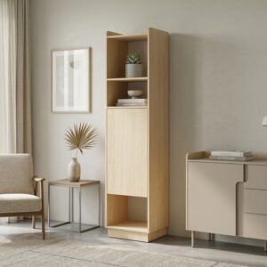 Regał POSITIVO z drzwiami 45 cm – system TIP-ON, Dab Mavelie + Macadamia