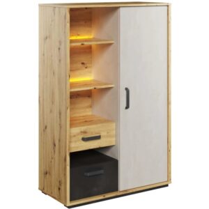 Regał z oświetleniem LED QUBIC II dąb artisan