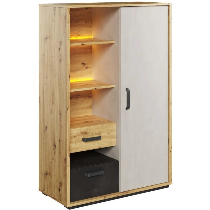 Regał z oświetleniem LED QUBIC II dąb artisan