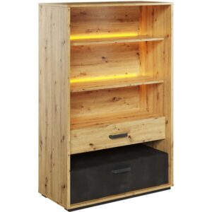 Regał z oświetleniem LED QUBIC III dąb artisan
