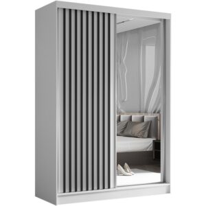 Szafa przesuwna z lamelami HELIX, Biały + Czarny, 150 cm, Nie