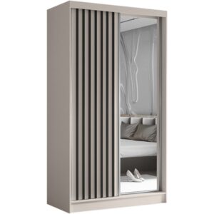 Szafa przesuwna z lamelami  i szufladami HELIX II, 120 cm, Cashmere + Czarny