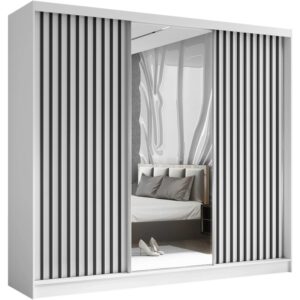 Szafa przesuwna z lamelami  i szufladami HELIX II, 240 cm, Cashmere + Czarny