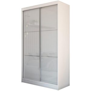 Szafa przesuwna z lustrem VIVA, Biały, 150 cm, Tak