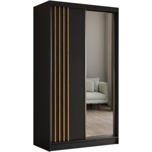 Szafa z drzwiami przesuwnymi NELA, Czarny + Dąb Artisan, 120 cm