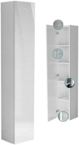 wiszący słupek komin łazienkowy 30 do łazienki 160×30 biały + połysk