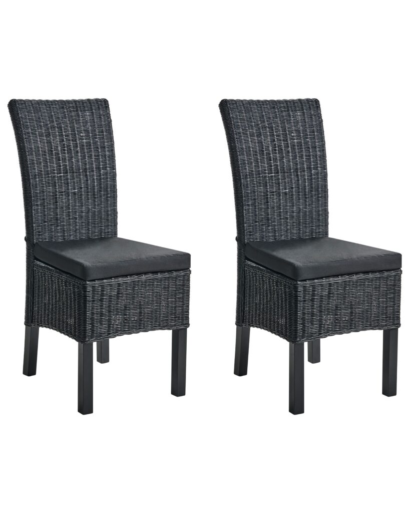 Zestaw 2 krzeseł do jadalni ANDES Rattan Czarny