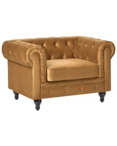 Fotel CHESTERFIELD Welur Złoty