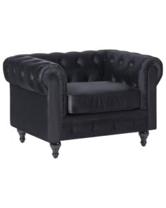 Fotel CHESTERFIELD Welur Czarny