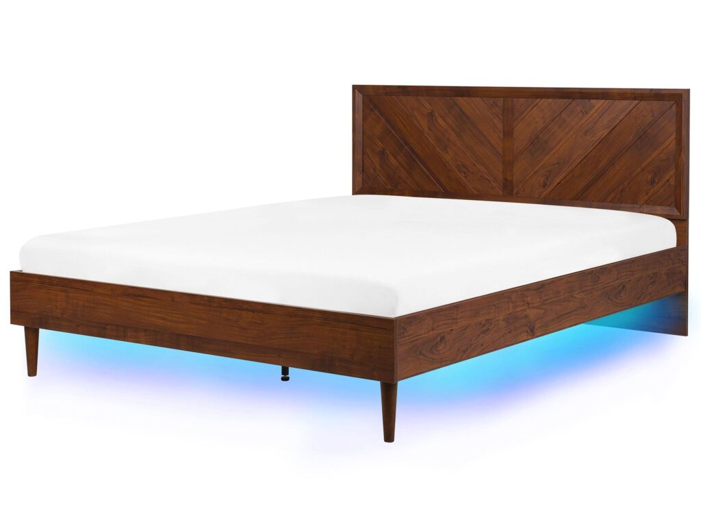 Łóżko LED MIALET 180 x 200 cm Ciemnobrązowy