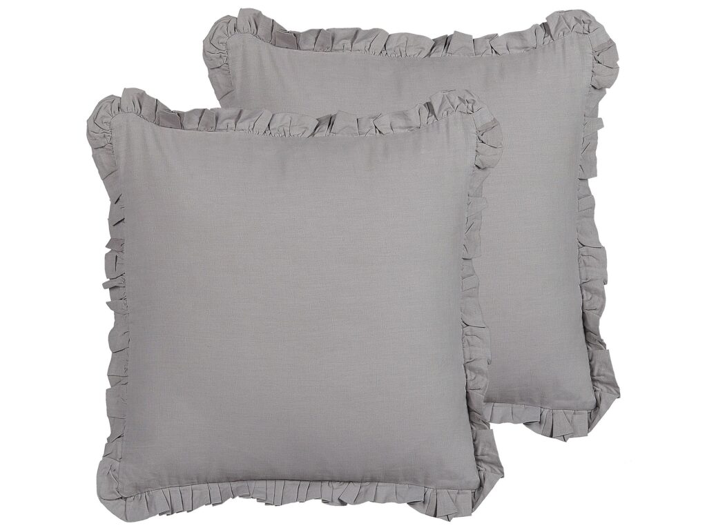 Zestaw 2 poduszek dekoracyjnych GLABRA Len 45 x 45 cm Szary Jednolity