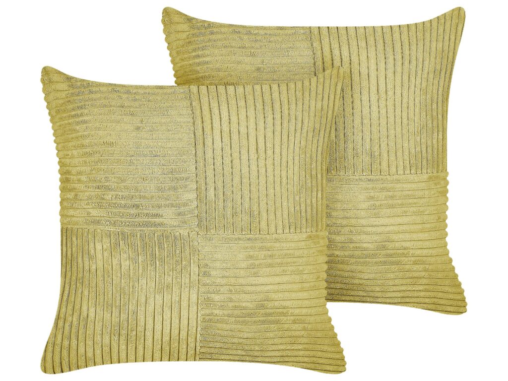 Zestaw 2 poduszek dekoracyjnych MILLET Sztruks 43 x 43 cm Oliwkowy Wzór geometryczny