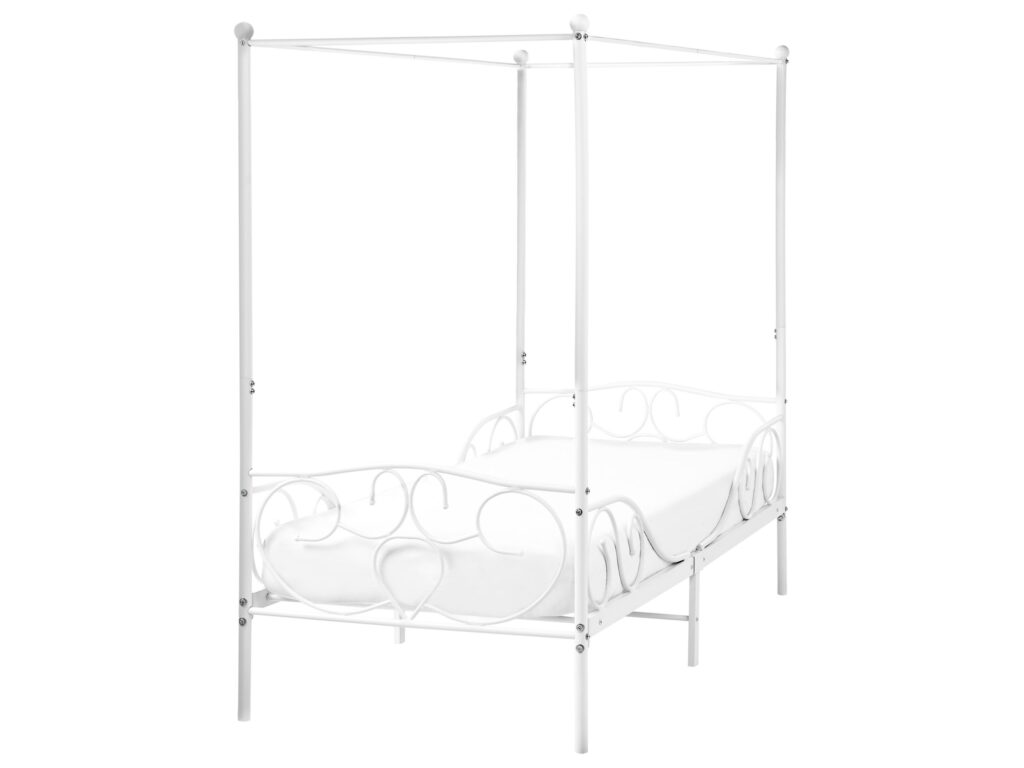 Łóżko z baldachimem Metal SORMERY 90 x 200 cm Biały