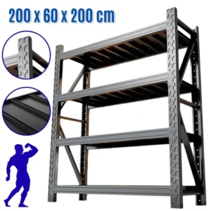 Regał Metalowy HERKULES 200x200x60cm 800kg Magazynowy Modułowy 4 półkowy