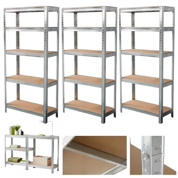 3szt Regał magazynowy Metalowy do biura garażu 5 PÓŁEK 180x90x40 875kg
