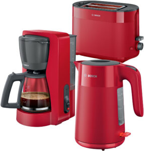 Zestaw Bosch MyMoment Ekspres przelewowy TKA2M114 + Czajnik TWK2M164 + Toster TAT2M124 Czerwony