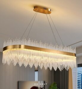 Dora Cristal Long 80cm- żyrandol kryształowy LED nad stół w kuchni