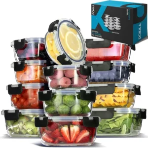 SZKLANE POJEMNIKI NA ŻYWNOŚĆ POJEMNIK LUNCHBOX DO MIKROFALI LODÓWKI 12SZT