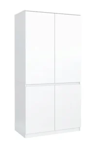 SZAFA UCHYLNA 90CM BIAŁA POJEMNA GARDEROBA DUŻA NA UBRANIA 4-DRZWIOWA