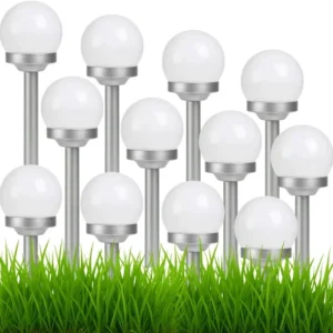 12x Lampa solarna 34cm LED ZESTAW do ogrodu WBIJANA OGRODOWA czujnik KULA