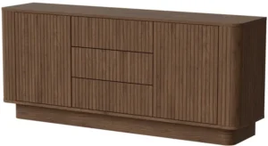 Komoda ryflowana z szufladami do salonu 150 cm orzech MELFI