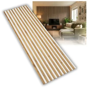 Lamele na Białej Płycie 275x58cm Szerokie Panel Dekoracyjny Drewnopodobne