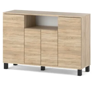 KOMODA DĄB SONOMA 120 CM 4 DRZWI NOWOCZESNA SZAFKA RTV DO SALONU SYPIALNI