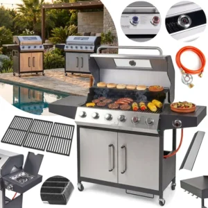 Grill Gazowy Palniki 6+1 24kW Soligarden Miami 26061 Żeliwo Stal Nierdzewna