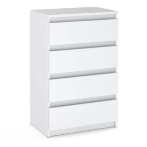 KOMODA BIAŁA Z 4 SZUFLADAMI 60 CM SZAFKA NOWOCZESNA DO SALONU SYPIALNI