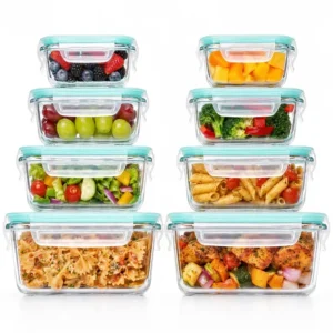 8x SZKLANE POJEMNIKI NA ŻYWNOŚĆ ZESTAW LUNCHBOX ŻAROODPORNE USZCZELKA 8szt