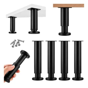 ZESTAW NÓŻEK REGULOWANYCH DO MEBLI 4X NOGI Z REGULACJĄ 25-42CM CZARNE