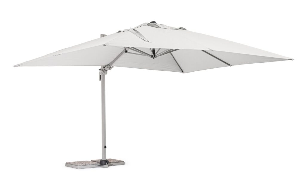 Parasol z nogą boczną  SARAGOZZA złamana biel 400×300 aluminiowy Bizzotto