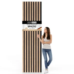 Lamele ścienne SPAZIO 54 x 260 cm akustyczne na czarnym filcu – Dąb Sonoma