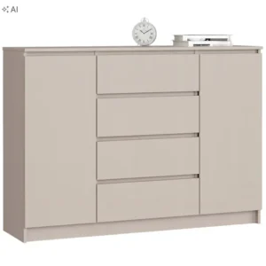 Komoda K140 138 cm 2 Drzwi 4 Szuflady Kaszmir Nowoczesna Do Salonu