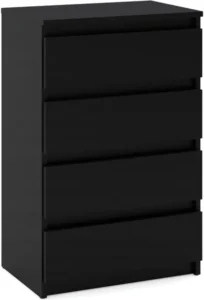 Komoda Z Szufladami Czarna 60CM 4S Szafka Rtv Meble Do Salonu Sypialni Loft
