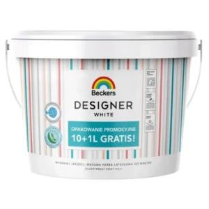 Farba biała lateksowa do ścian sufitów Beckers Designer White 10L + 1L Mat