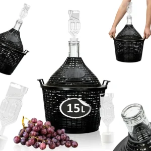 BALON na WINO 15L dymion w koszu DAMA do WINA 15 L zestaw KOREK + RURKA