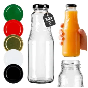 30x Butelki na soczki mleko SOCZEK 1000 ml z zakrętkami na przetwory kompot