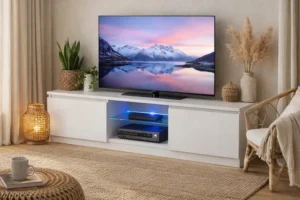 Szafka RTV 120cm biała LED 18 mm Cichy Domyk