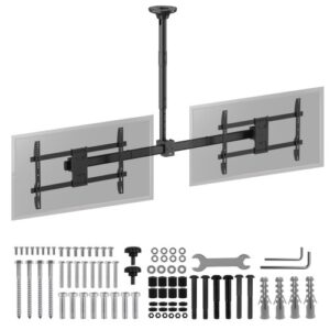 MACLEAN UCHWYT SUFITOWY DLA DWÓCH TV, MAX. OBCIĄŻENIE 2X40KG, 34-60″, MAX VESA 600X400 MC-111 B