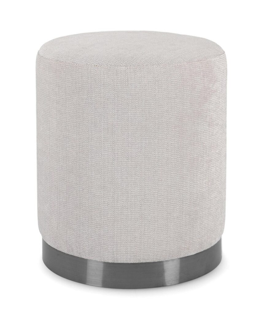 Pouf Ernestine jasnoszary Ø35x42cm MDF stal PET Bizzotto