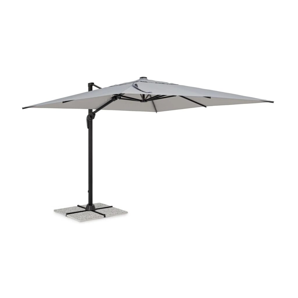 Kwadratowy parasol z nogą boczną  VEGA antracytowo szary 300×300 aluminiowy Bizzotto
