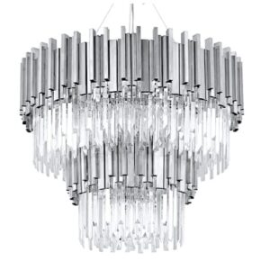 Illuminating Chrom Fall – żyrandol kaskadowy, kryształowy w kolorze srebrnym