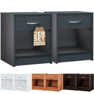 Stolik nocny Hamburg zestaw 2 antracyt 50x40x35cm