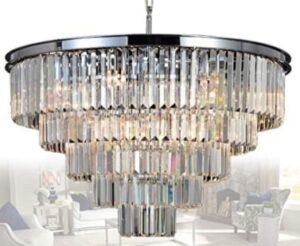 Quartz Kaskada Chrom 80cm – duży żyrandol kryształowy, kaskada