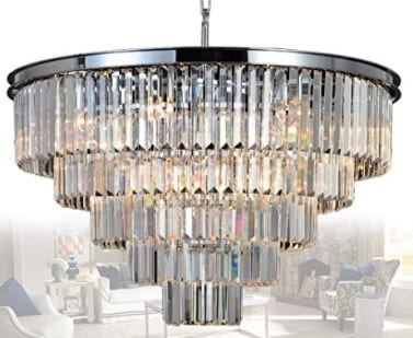 Quartz Kaskada Chrom 80cm – duży żyrandol kryształowy, kaskada